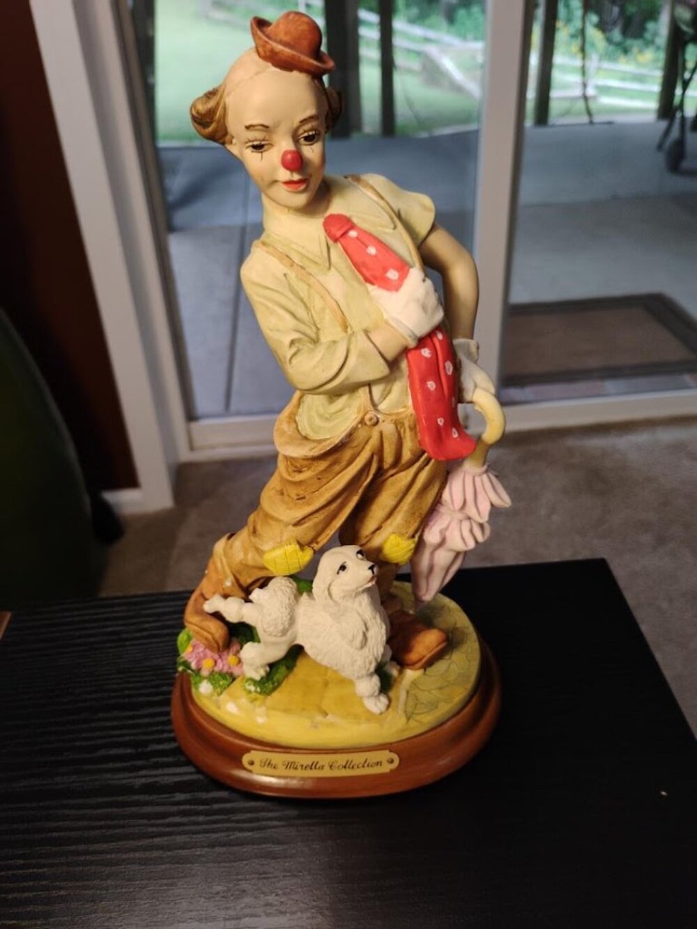 Vintage Mirella Collection Clown Poodle Umbrella Figurine 10.5”
